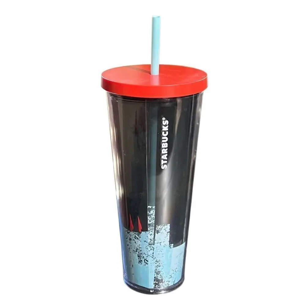 Starbucks Chicago Blue Skyline 24oz Venti Acrylic Cold Travel Mug Tumbler